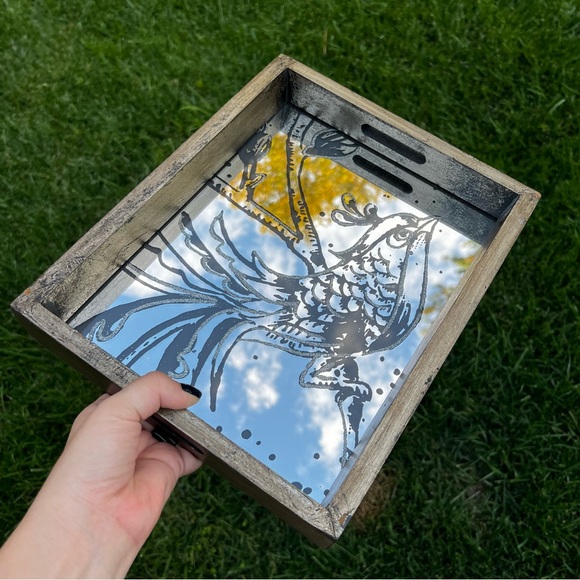 Fujian Jianou Furen Wood Industry Decorative Mirrored Tray with Bird Design - Picture 7 of 10